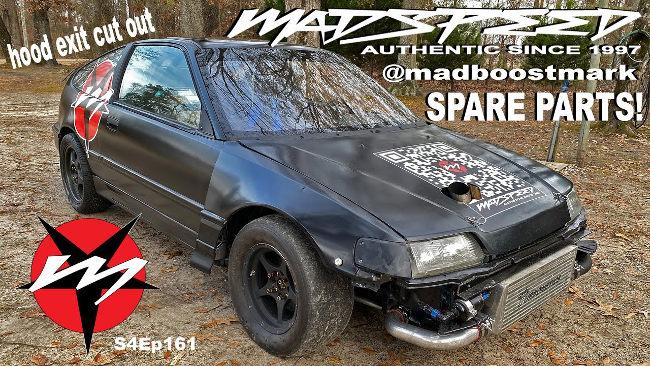 Запчасти для турбокомпрессора B20 Honda CRX Si, вырезанные отверстия в капоте, Madspeed S4Ep161