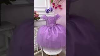 Vestido Infantil Princesa Sofia Rapunzel C/ Busto Trançado - Rosa