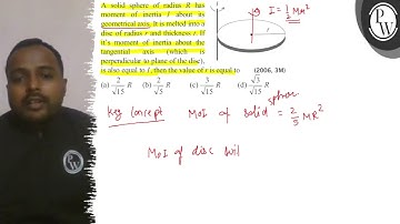 A. solid sphere of radius \( R \) has moment of inertia \( I \) abo...