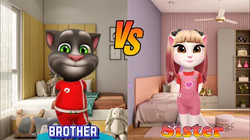 Brother VS Sister ||My Talking Angela 2 ||My Tom 2#gameplay