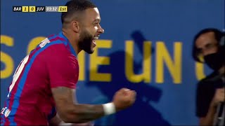 Memphis Depay opens the scoring for Barcelona in friendly against Juventus