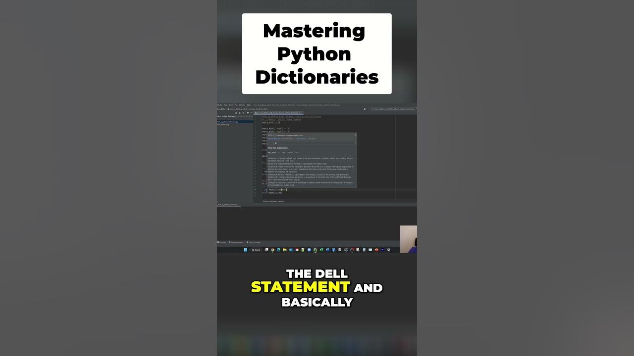 Mastering Python : How to Remove Keys from Dictionaries - YouTube