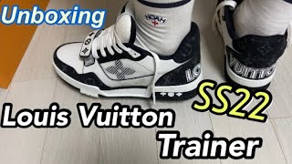 LV Trainer Sneaker in Black (On-Foot) 