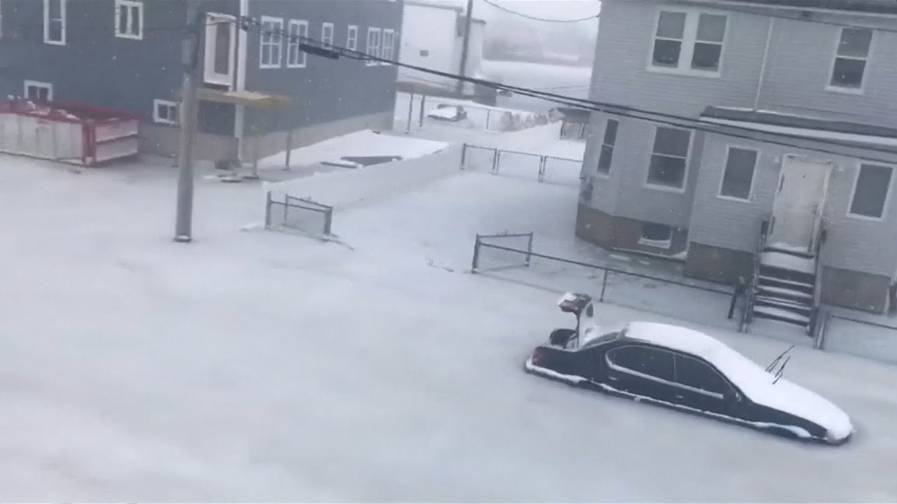 Cars Freeze In Floodwaters In Revere Massachusetts Video Us