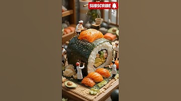 Sushi Titans Crafting the Giant Roll #tinyworkers #aicontent #aigenerated #shortvideo