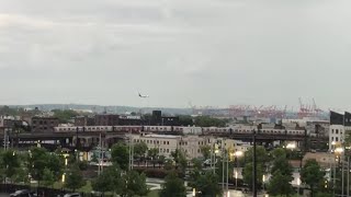 Newark EWR plane spotting & train spotting in rain  LIVE Tuesday 5/14/24