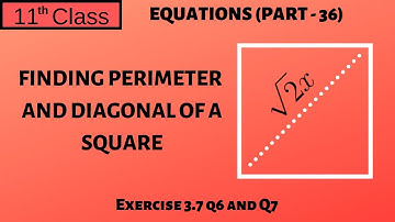 Equations Part - 36 | Perimeter and Diagonal of Square | Exercise 3.7 Q6 and Q7 | 11 Class - P46