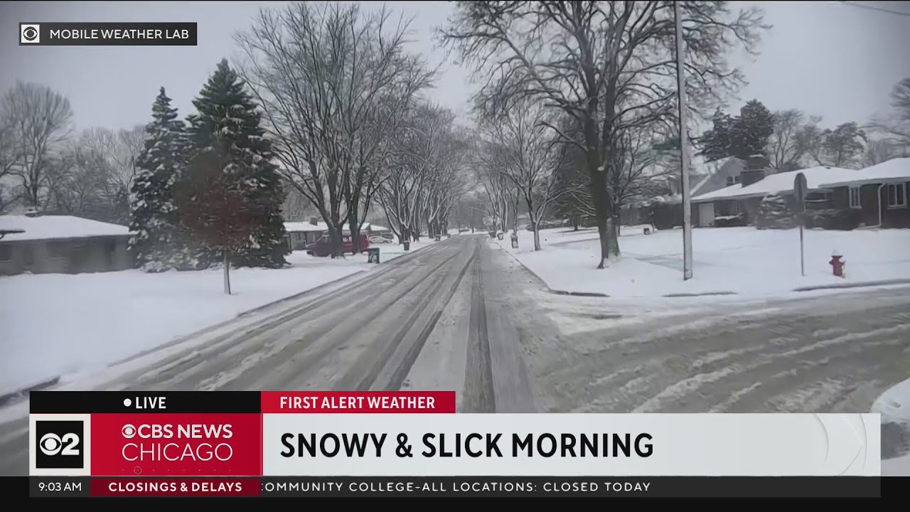 Snowy road conditions amid winter storm - YouTube