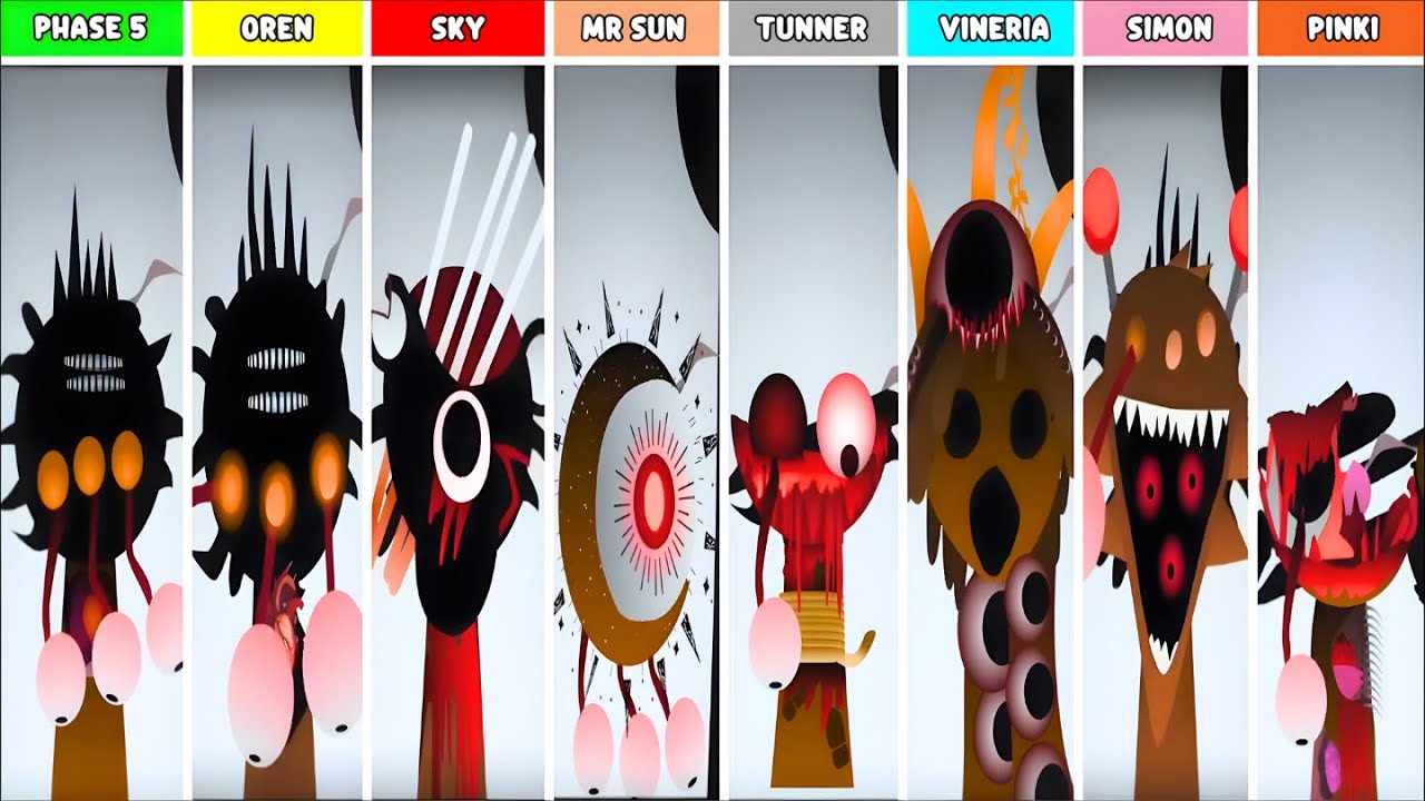 Phase 5 But Everyone Is OREN Vs SKY, MR SUN, TUNNER, VINERIA, SIMON, PINKI  In Incredibox Sprunki