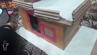 Cardboard Minature House // Doll House // How to make Cardboard House , garden #Art&craftbysainaj