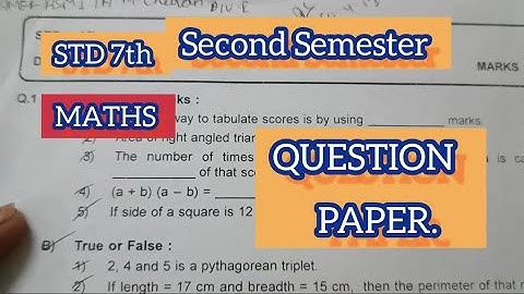 STD 7th MATHS Question Paper Second Semester Exam 📜 Maharashtra board