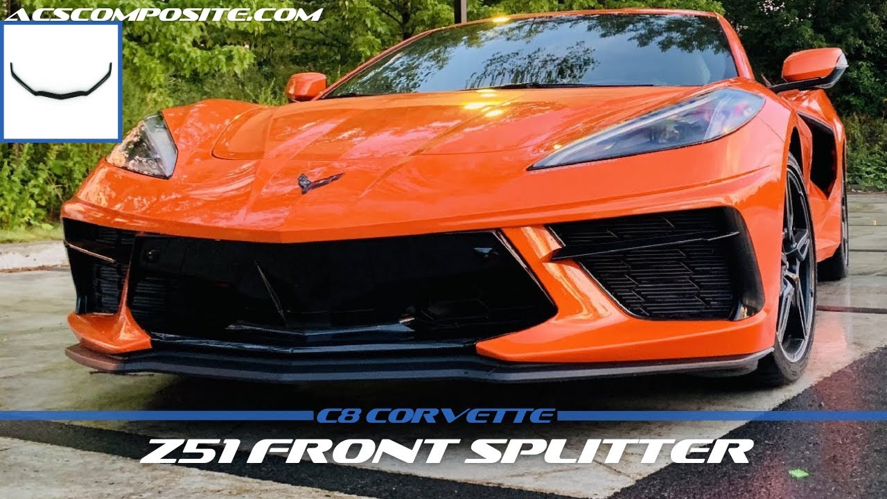 GM Z51 Style Front Bumper Lower Lip Splitter ABS Plastic - Hydro-Dipped Carbon Fiber Extreme Online Store Replacement for 2020-Present Chevrolet Corvette C8 
