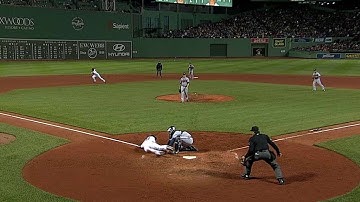 ATL@BOS: La Stella throws out Sizemore at the plate