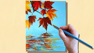 How To Paint Autumn Leaves in Acrylic 🍂 Autumn leaves Easy Acrylic Painting for Beginners