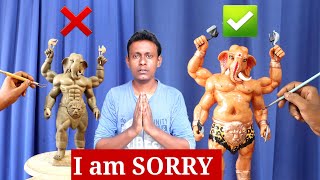 Muscular Ganapati murti making and coloring step by step | clay art