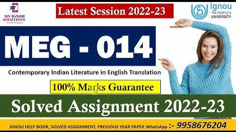 MEG 14 Solved Assignment 2022-23 || Contemporary Indian Literature in English Translation