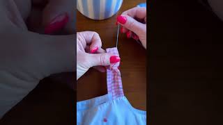 sub me please🥰🙋♀️Simple stitch trick to shorten too long straps! #dress #sewing #mom