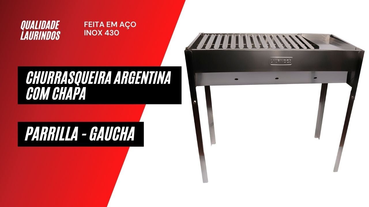 Churrasqueira Inox Com Grelha Argentina C Pernas de Apoio - INOX