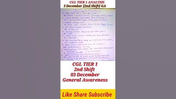 SSC CGL Analysis | 3 December 2nd Shift General Awareness | SSC CGL 2022 #shorts #ssccgl