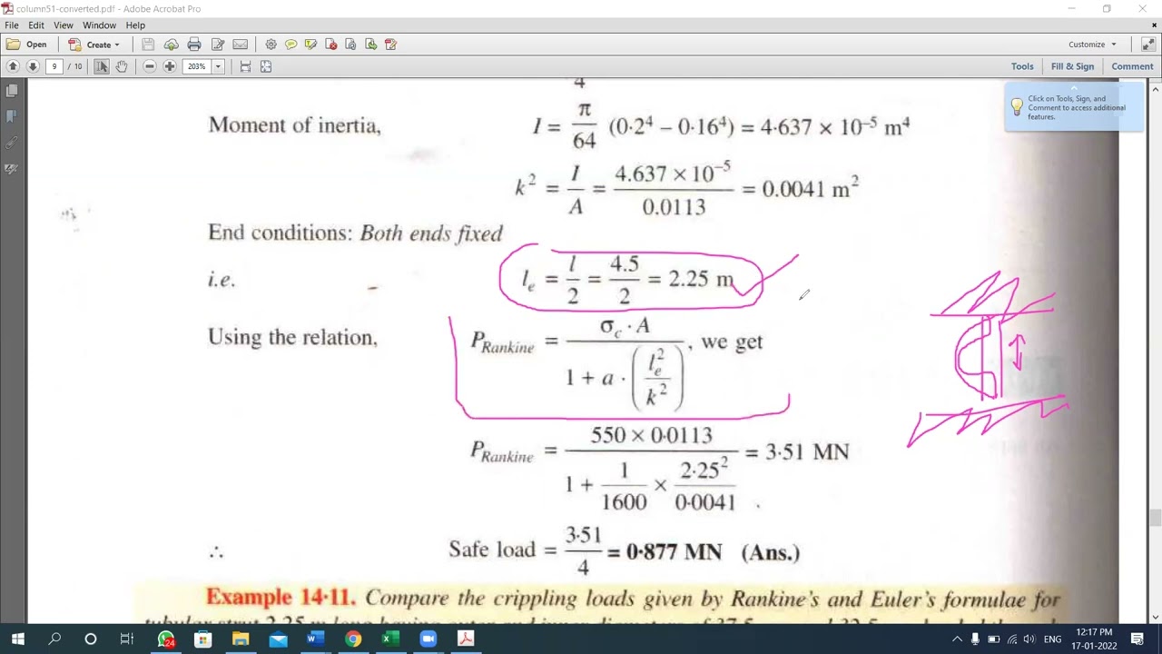 Numerical on Rankine Hypothesis (Column and Strut)