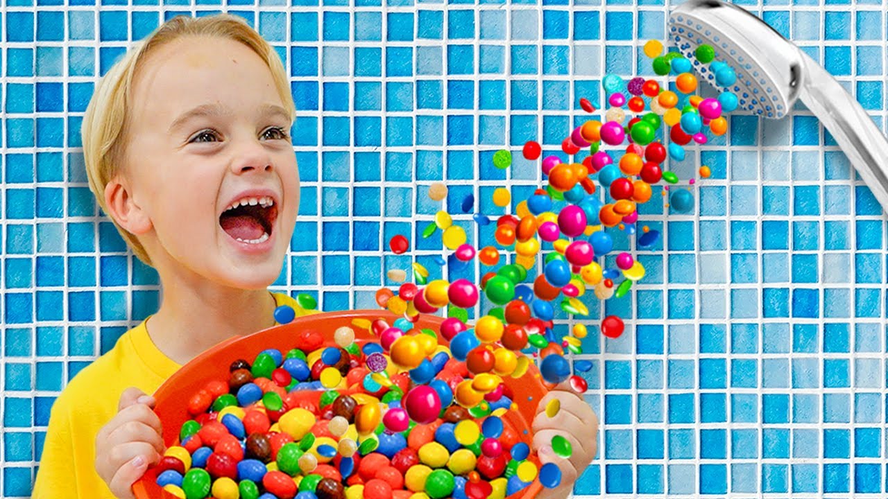 Крис и забавные приключения с волшебным конфетным душем