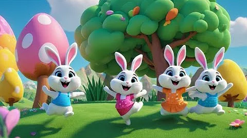 Five Little Bunnies Jumping on the Ground |  Counting and Action Song | Learn Numbers with Bunnies
