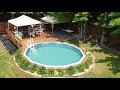Semi inground pool installation and back yard landscaping project