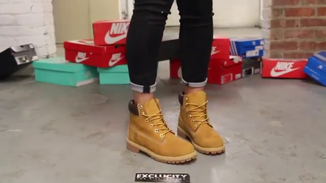 Women's Timberland 6inch Premium Wheat On-feet Video at Exclucity