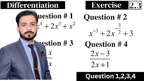 Class 12th maths exercise 2.3 question 1,2,3,4 | chapter 2 Differentiation | Fsc and Ics