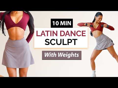 10 MIN STANDING FAT BURN | Dance Workout with Weights (No Jumping)