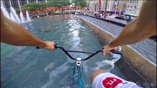 RIDING BMX in NYC WATER FOUNTAINS 2!
