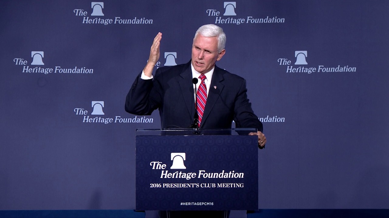 Vice President-elect Mike Pence on Trump Administration Priorities | The Heritage  Foundation - YouTube