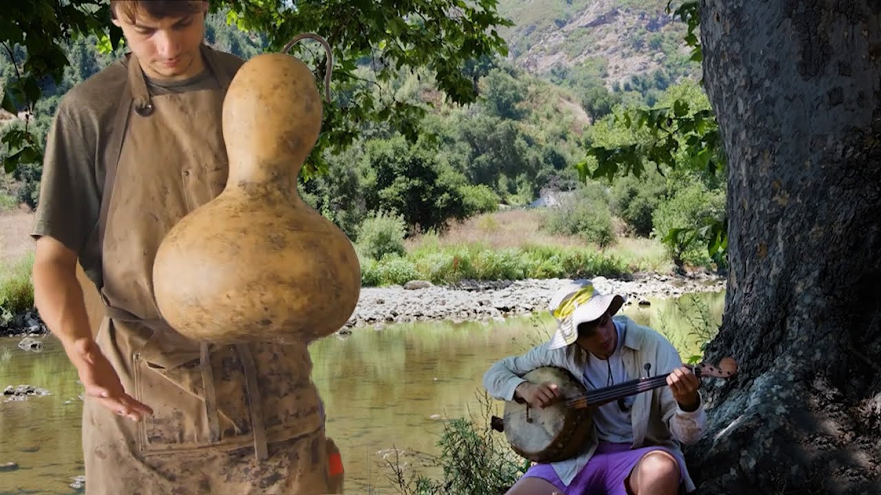 Изготовление банджо из гигантской тыквы. ПОЛНАЯ СБОРКА