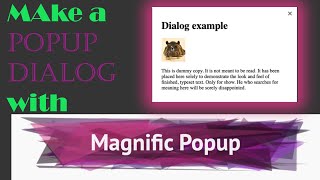How to implement Magnific Popup in HTML? In this video I will show you how to use this jQuery Plugin - YouTube How to implement Magnific Popup in HTML? In this video I will show you how to use this jQuery Plugin - YouTube