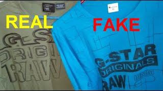 Real vs Fake G-Star T shirt. How to spot counterfeit G Star Raw tees. -