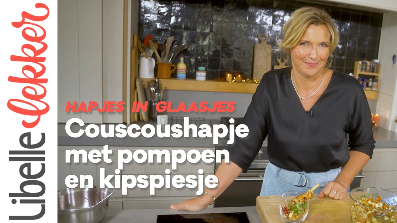 Ilses hapjes in glaasjes: couscoushapje met pompoen en mini-kipsaté