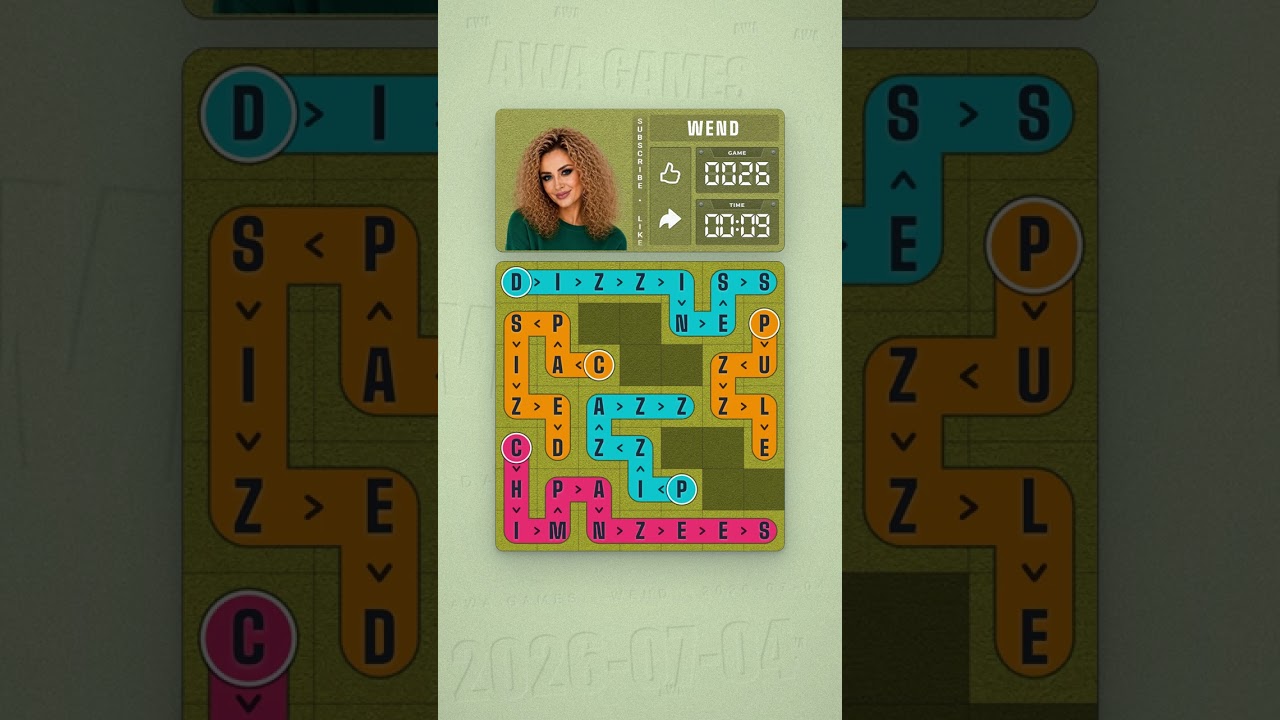 LinkedIn Wend #26 solved board for July 4, 2026, 7x7 grid