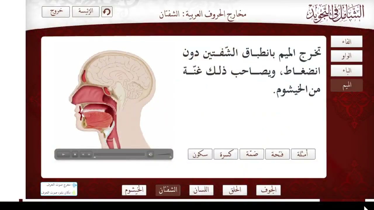 محاضرة 14: مخارج الشفتان والخيشوم