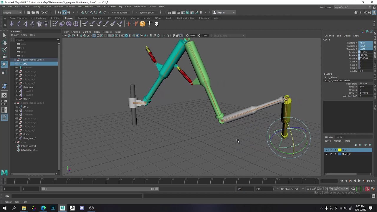 Learning project - Rigging Robot's Arm - YouTube