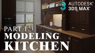 Kitchen Modeling design in 3ds max tutorial Vray photoshop Part 1