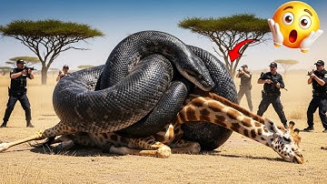 Heroic Rescue Team Saves Innocent Mother Giraffe from Giant Python Attack🐍