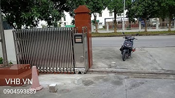 Cổng xếp inox tự động VHB, Cổng xếp điện VHB 0904594889