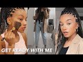 GET READY WITH ME: skincare, makeup, hair + outfit.
