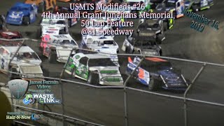 USMTS Modifieds #26, Grant Junghans Memorial 50 Lap Feature, 81 Speedway, 11/16/19