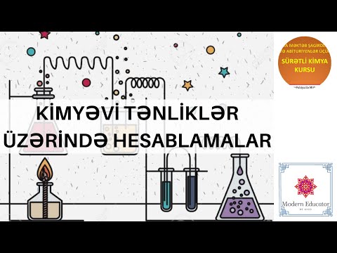 Kimyəvi tənliklər üzərində hesablamalar Kimyadan məsələ həlli