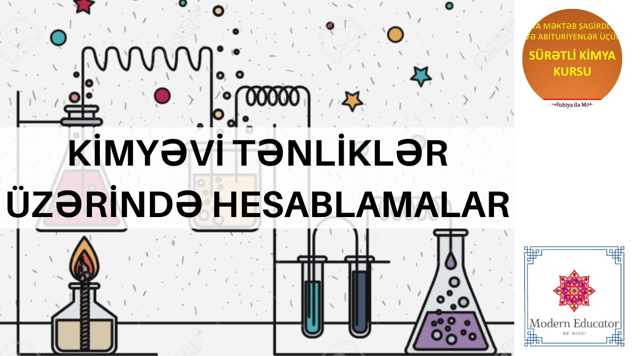 Kimyəvi tənliklər üzərində hesablamalar Kimyadan məsələ həlli