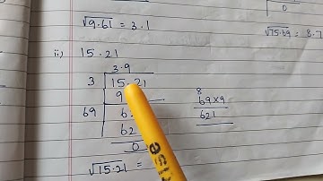 Find the square root of the decimal number (1)9.61, (2)15.21, (3)75.69
