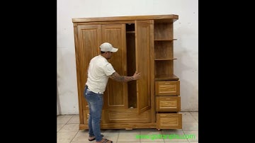 Tủ quần áo gỗ hương 3 cánh mở có kệ góc - Nội Thất Gỗ Phòng Ngủ