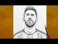 Drawing Lionel Messi For World Cup | Realistic Argentina Football Portrait Pencil Sketch Art
