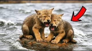Два волчонка РЕВЕЛИ от страха, застряв посреди бурной реки… Но то, что случилось потом — НЕВЕРОЯТНО!